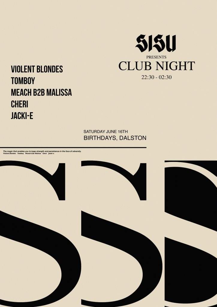 Sisu presents: Club Night with Violent Blondes - フライヤー表