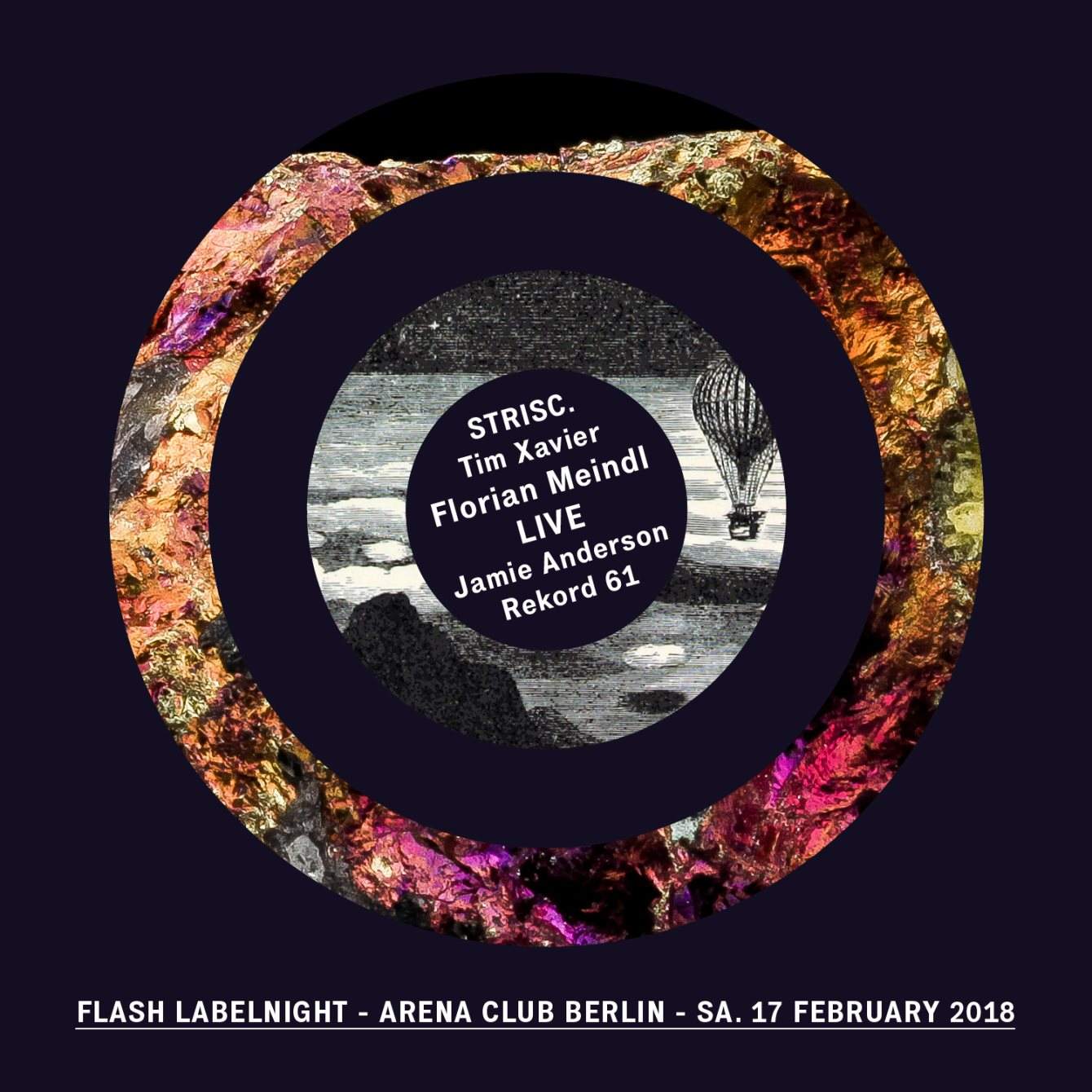Flash Labelnight - Florian Meindl Live / Strisc. / Rekord 61 / Tim Xavier / Jamie Anderson - フライヤー表