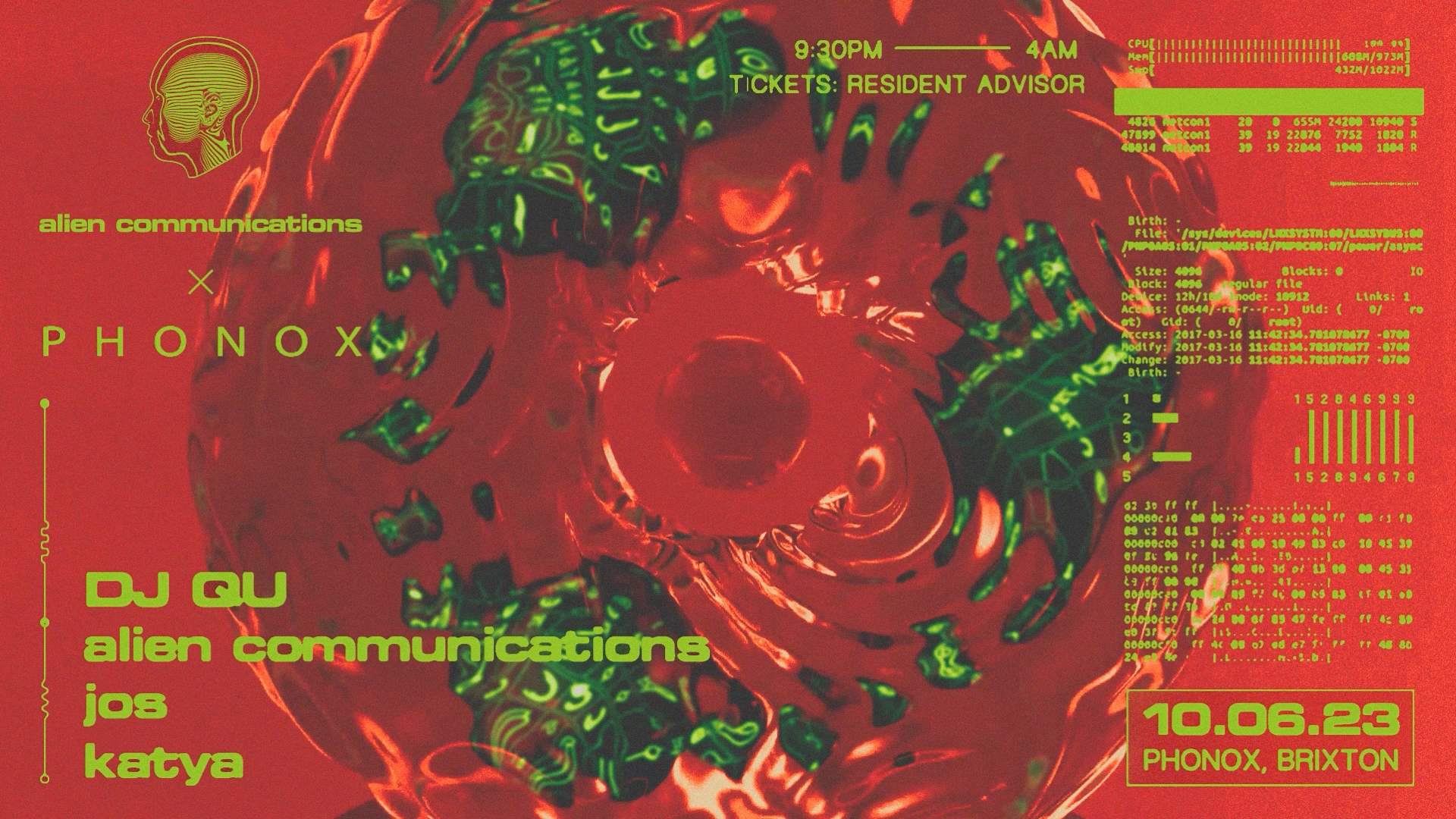 Alien Communications: DJ Qu, Age of Hyperion b2b BAYS, Jos & Katya - フライヤー表