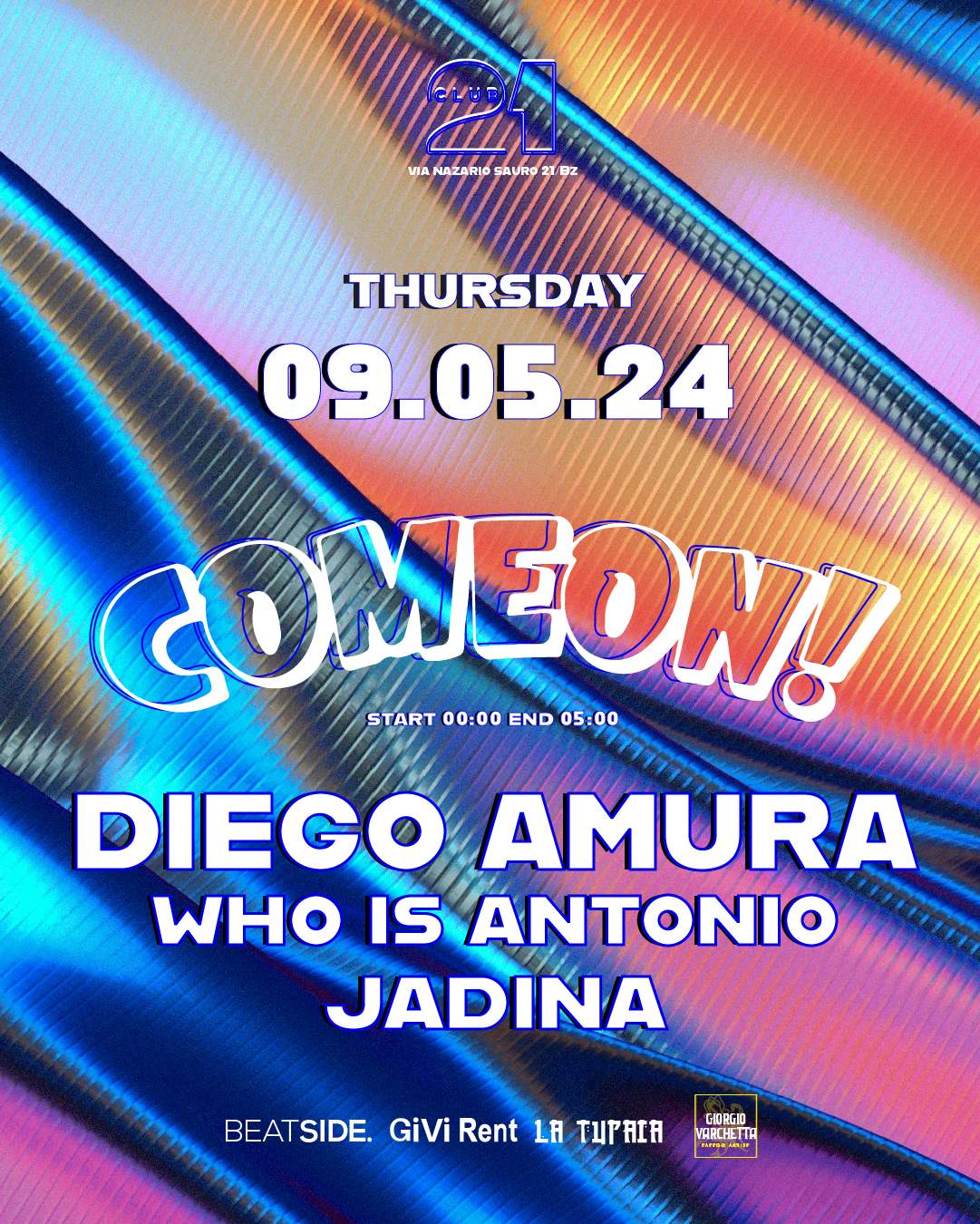 Come On • Diego Amura, Who Is Antonio, Jadina - Página frontal