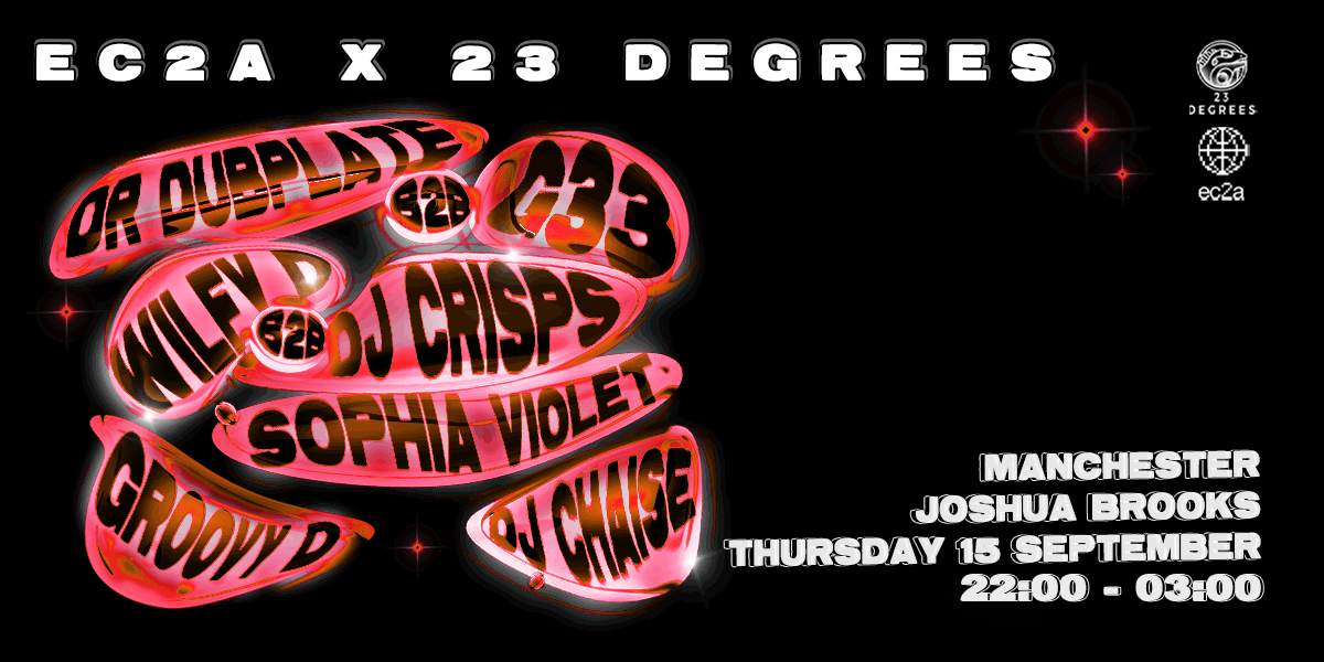 ec2a x 23 Degrees: Dr Dubplate b2b G33, Wilfy D b2b DJ Crisps, Sophia Violet, Groovy D & More - Página frontal