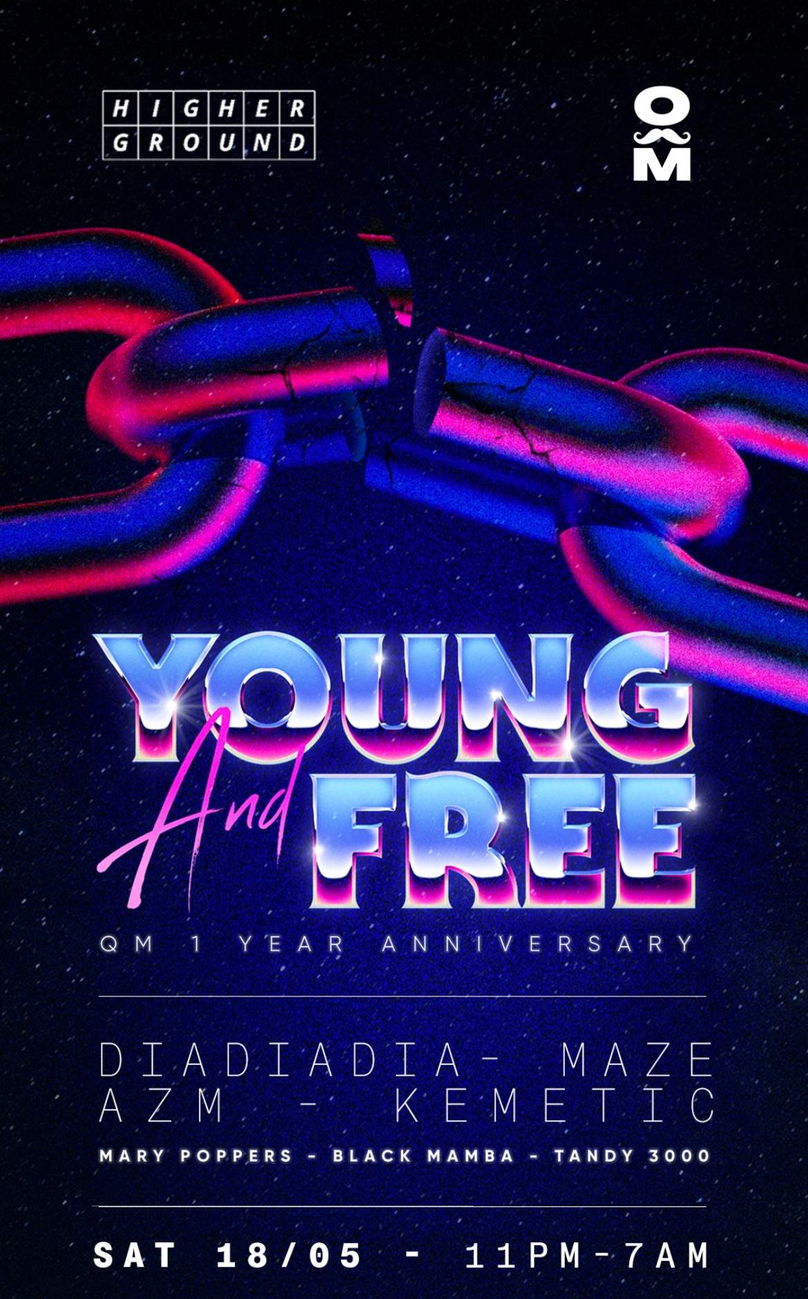 Quee(r)n Moustache: 1 year anniversary « Young & Free » - Página frontal