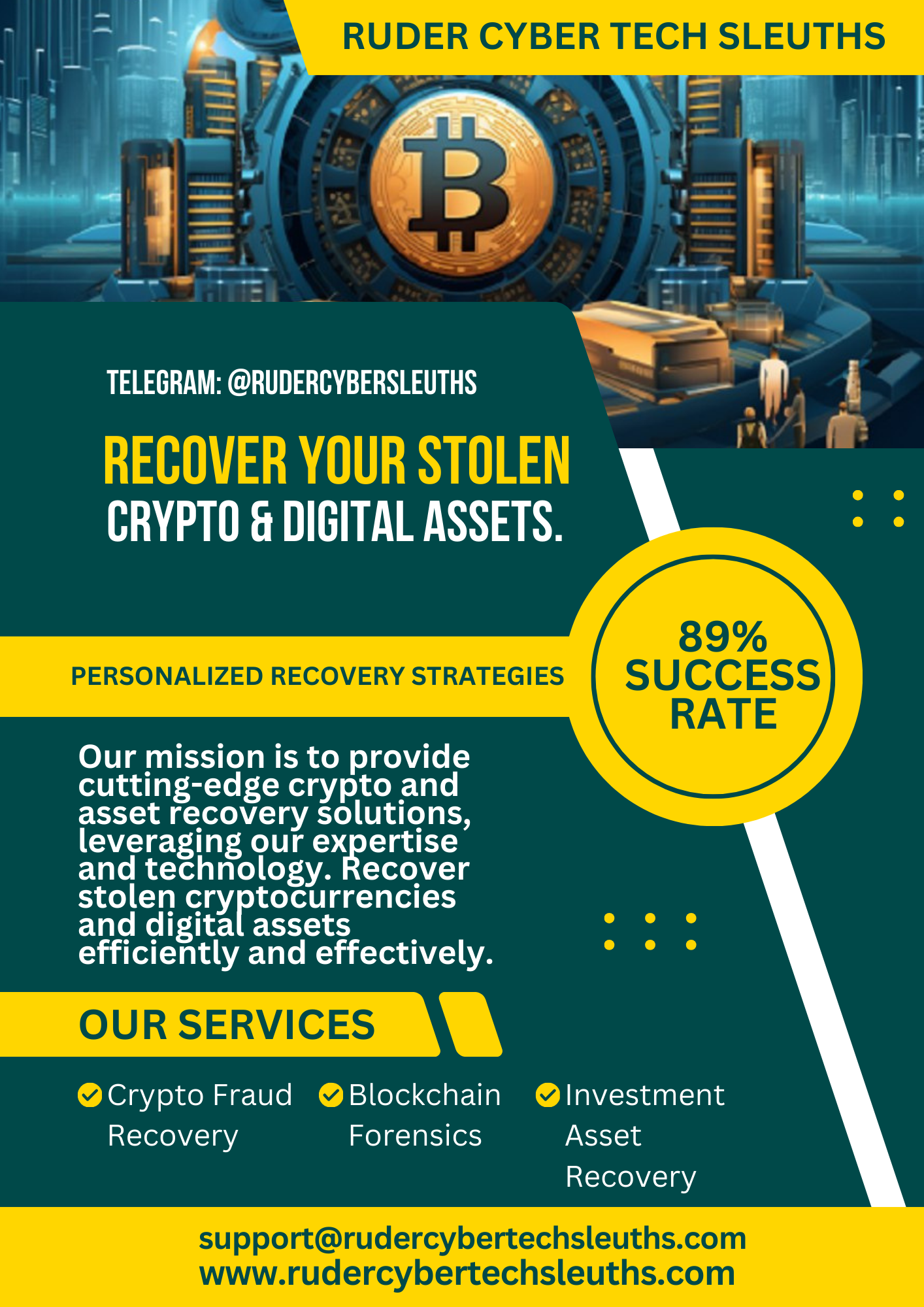 Hire Ruder Cyber Tech Sleuths, the best experts in cryptocurrency recovery  bij Grey, Munster