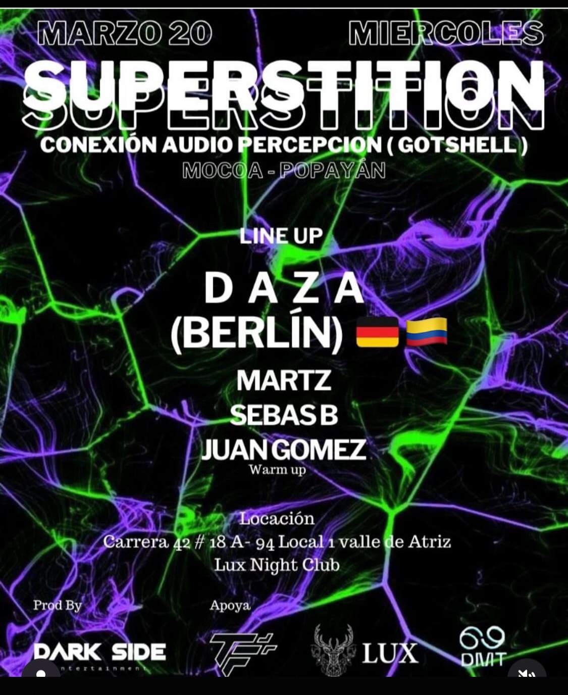 SUPERSTITION with D A Z A - フライヤー表