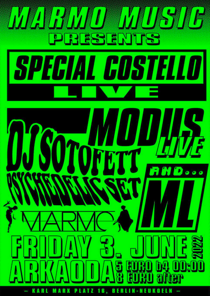 Marmo Music x arkaoda with Dj Sotofett, Special Costello, Modus & ML - フライヤー表