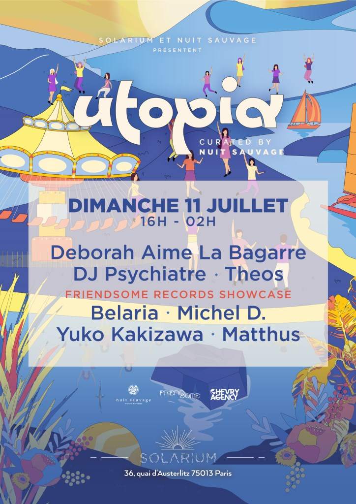 Croisière Utopia - Deborah Aime La Bagarre, DJ Psychiatre, Theos, Belaria, Michel D.. - フライヤー表