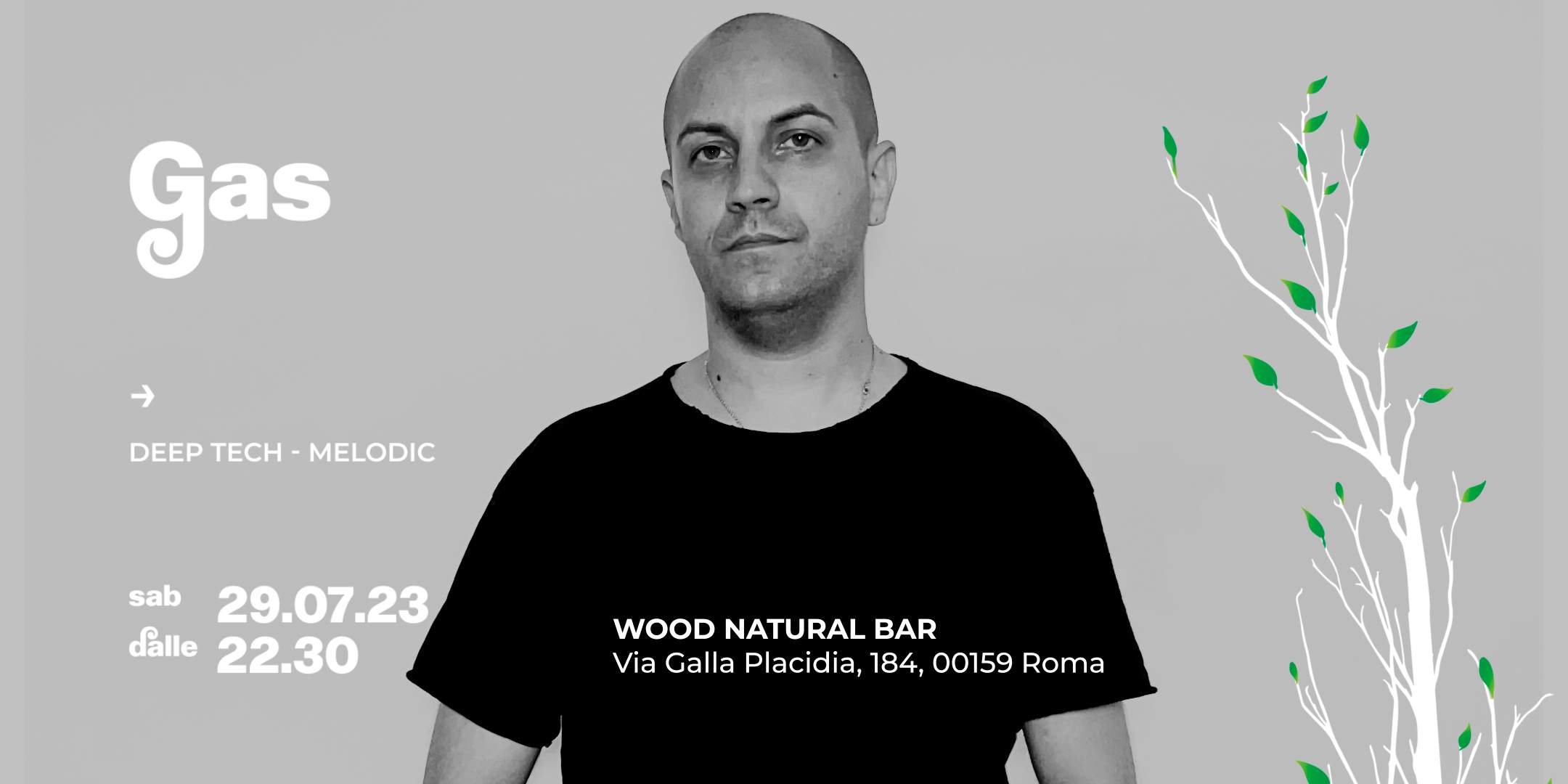 Live nel BOSCO ~ Deep Tech & Melodic DJ GAS ~ Dopocena al Wood Natural Bar - Página frontal