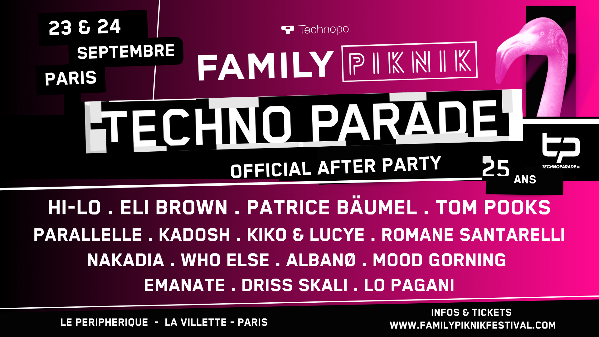 Family Piknik x Techno Parade 25 ans - AFTERS OFFICIELS - フライヤー表