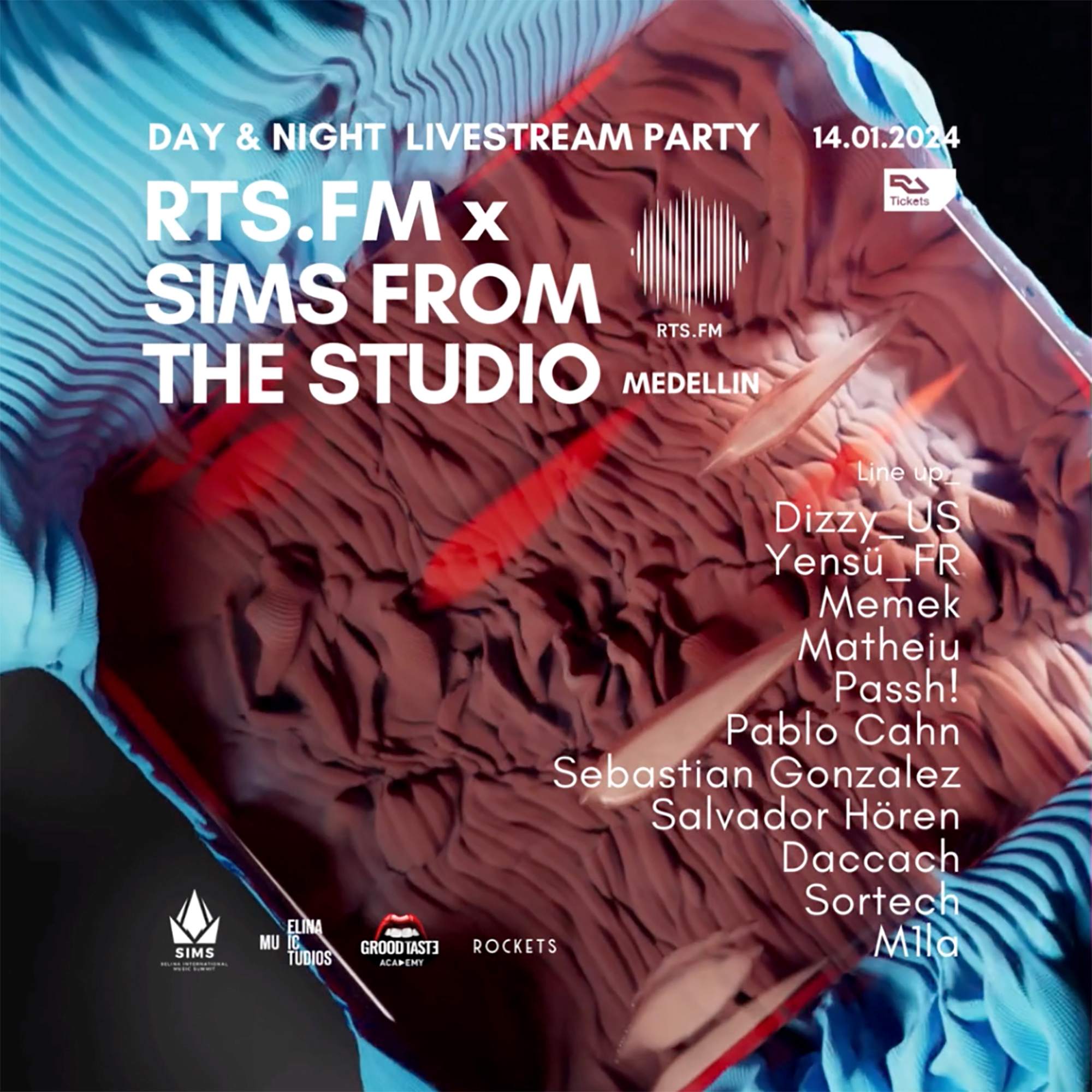 Rts.fm x SIMS From The Studio Day & Night Party (Livestream)  - フライヤー表
