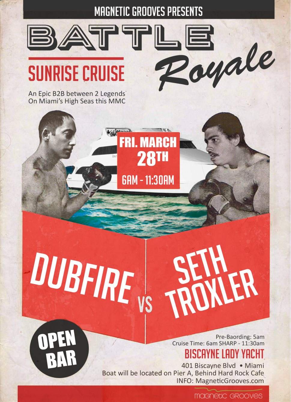 Dubfire B2B Seth Troxler Sunrise Cruise - フライヤー表