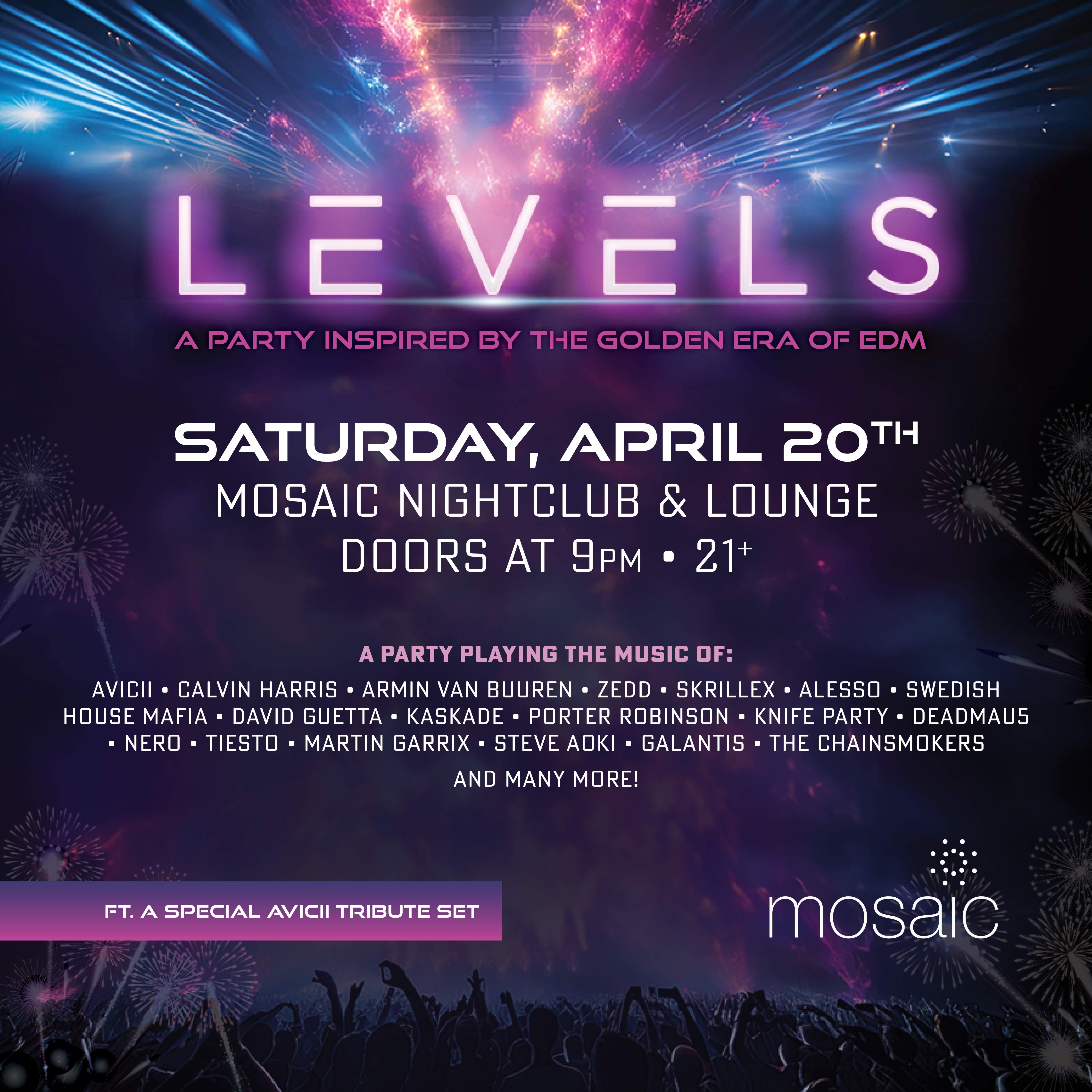 Levels: A Dance Party Tribute To Avicii + The Golden Era of EDM - Página frontal