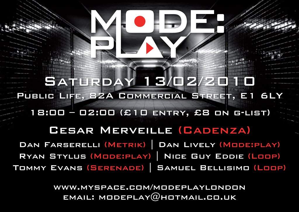 Mode:play feat Cesar Merveille - Página frontal