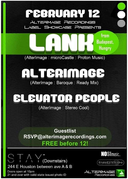 Alterimage Recordings Showcase: Lank, Alterimage & Elevator People - フライヤー表