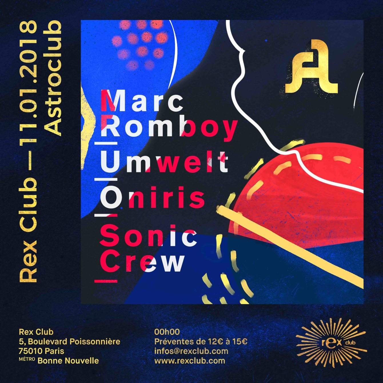 Astroclub x Rex Club with Marc Romboy, Umwelt, Oniris, Sonic Crew - フライヤー裏