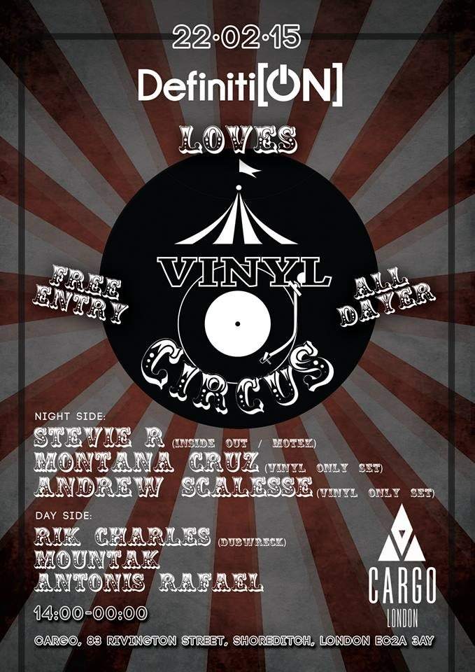 Definition:Vinyl Circus w Stevie R,Montana Cruz,Andrew Scalesse - Free Entry - フライヤー表