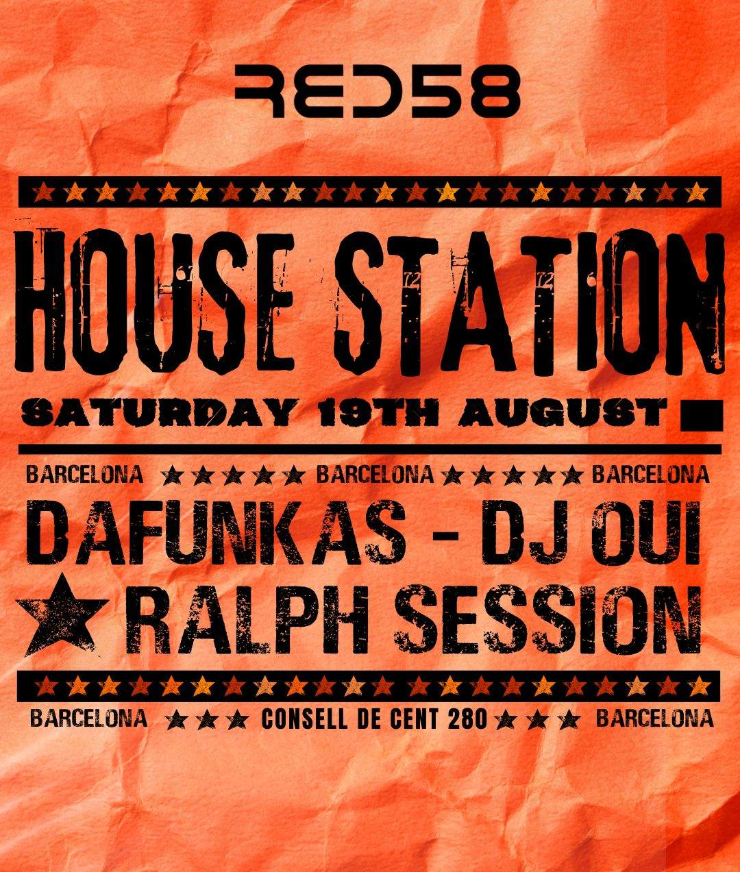 Huouse Station by day & by night: Forum Station + Red 58 Club - フライヤー表