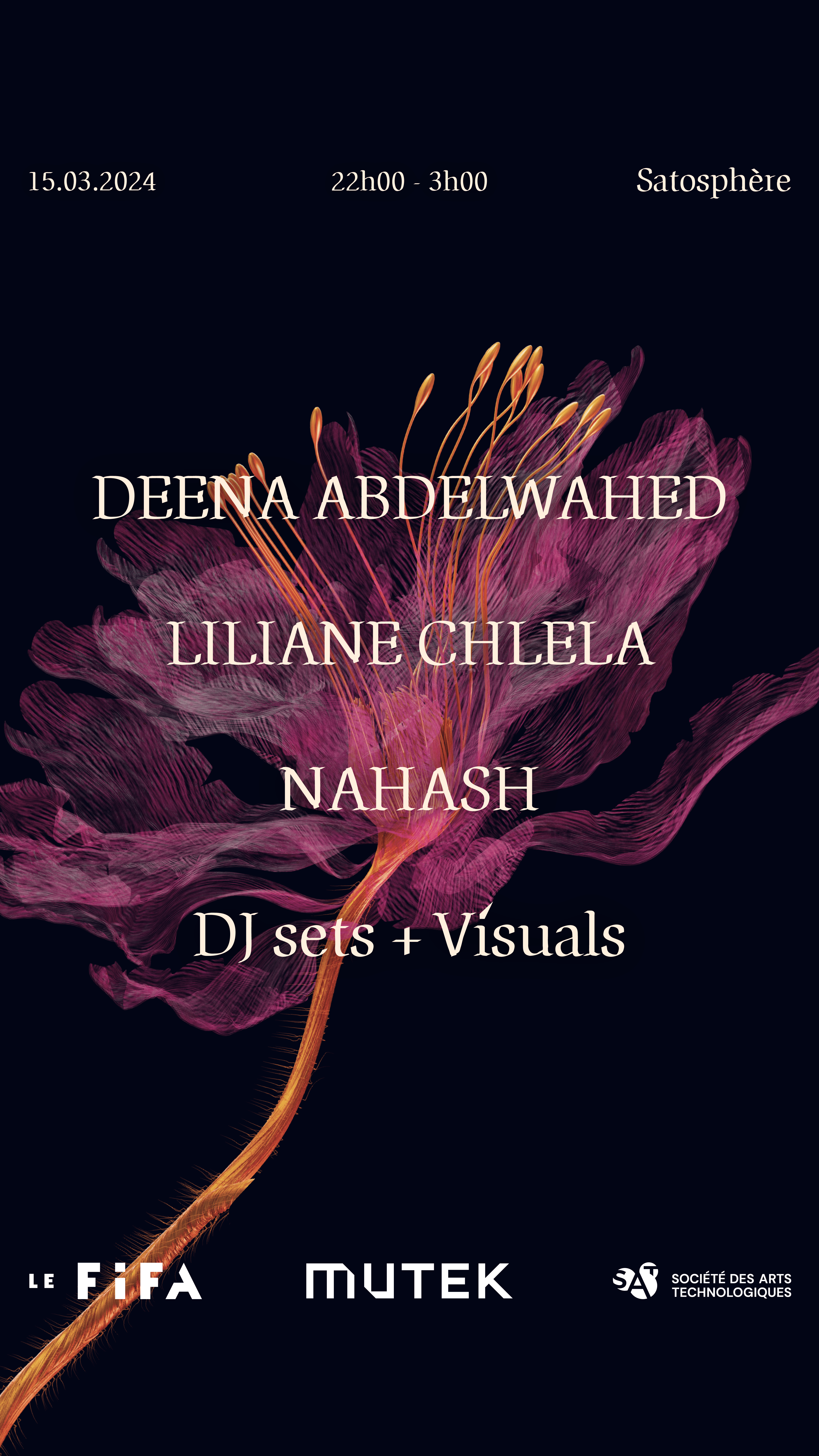 Deena Abdelwahed + Liliane Chlela + Nahash - SAT Dome - フライヤー表