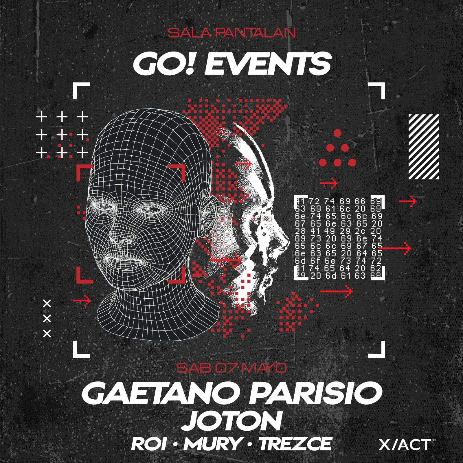 Go!events - Gaetano Parisio + Joton + Roi + Trezce + Mury - Flyer front