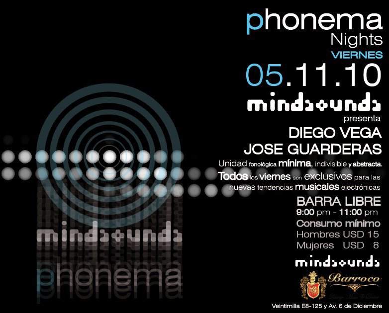 Phonema By Mindsounds: Diego Vega + Jose Guarderas - フライヤー表