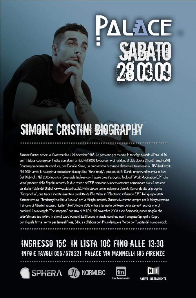 Simone Cristini Special Guest - フライヤー表