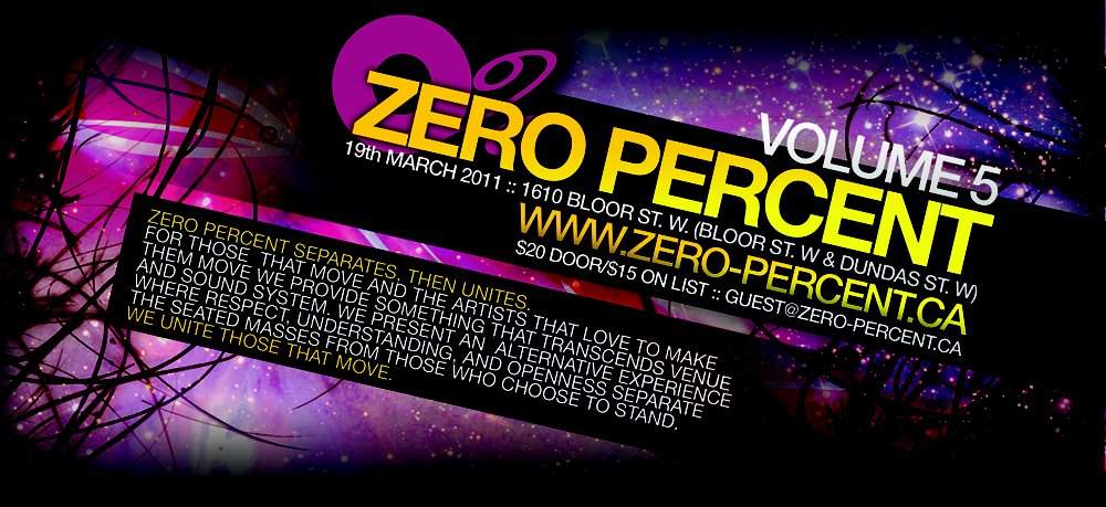 Zero Percent Volume 5 - Darkrow, Joee Cons, Pauze - フライヤー表