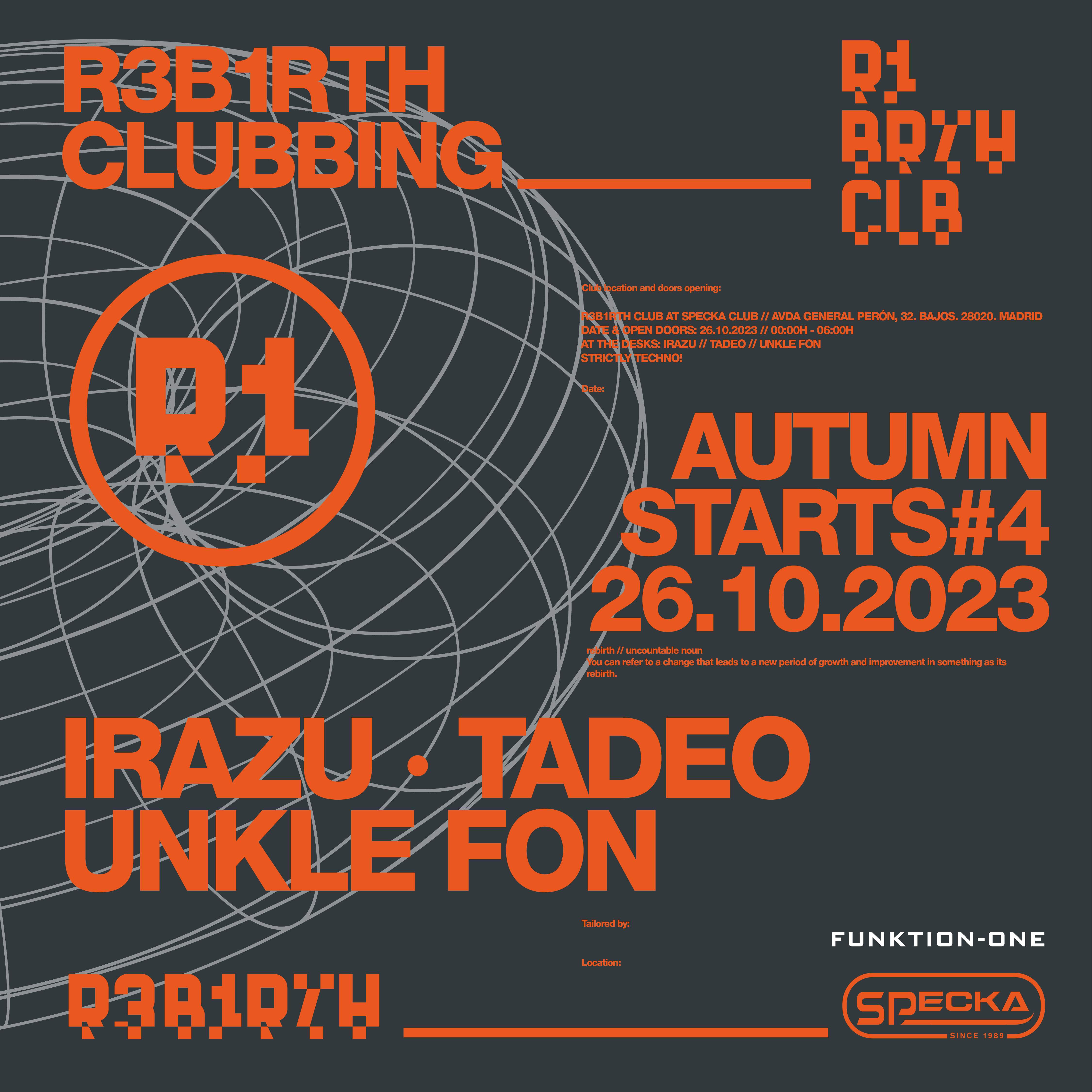 reb1rth (R1) #014 Tadeo Irazu Unkle Fon Release Party - フライヤー表