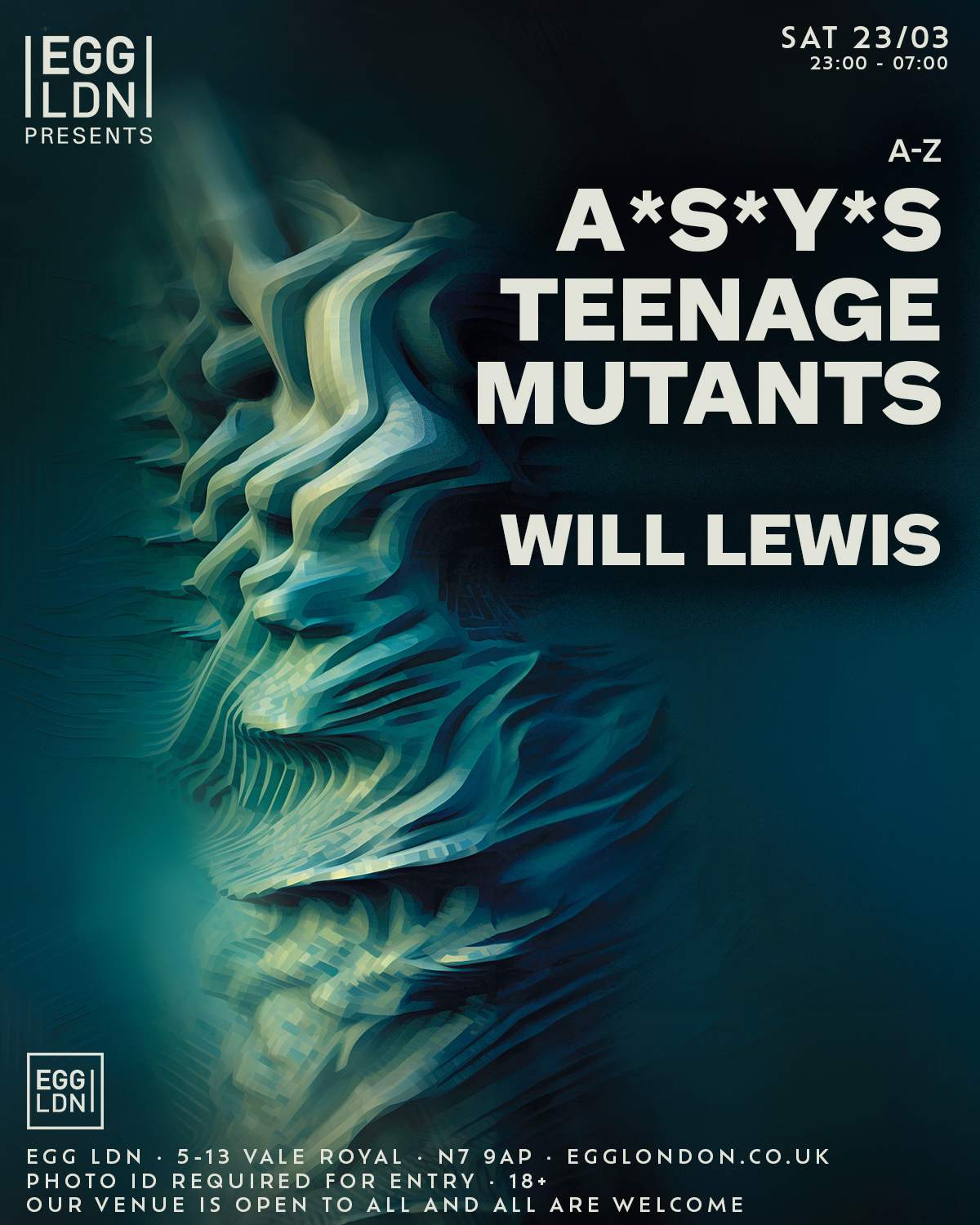 Egg LDN Pres: Teenage Mutants, A*S*Y*S & Will Lewis - Página trasera