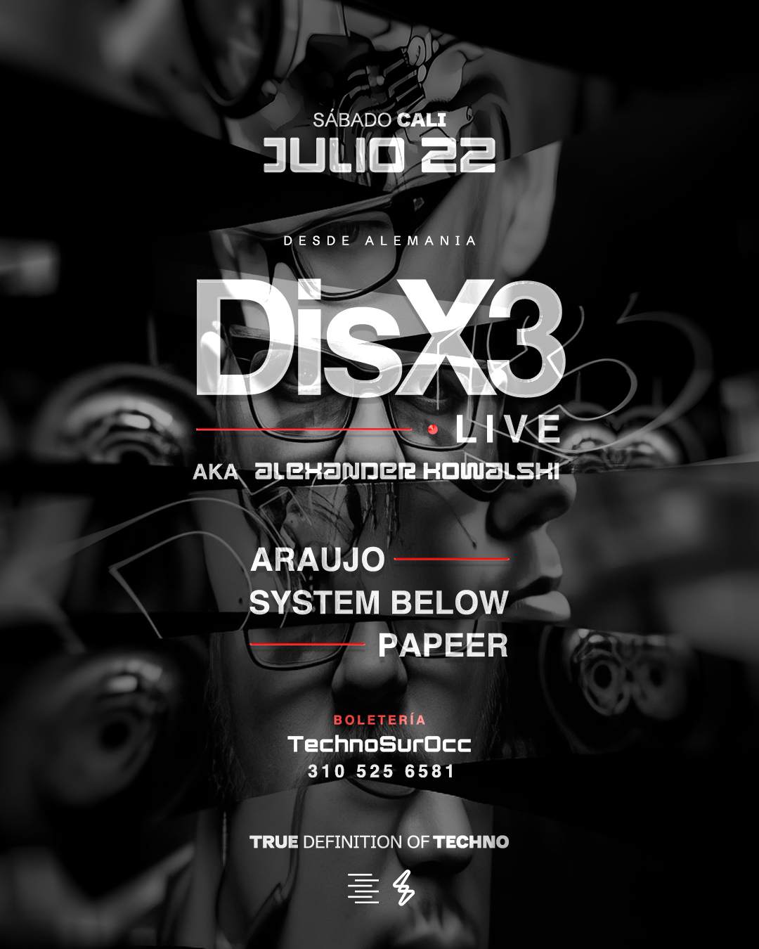 DisX3 Live en La Sucursal del Techno - Página frontal