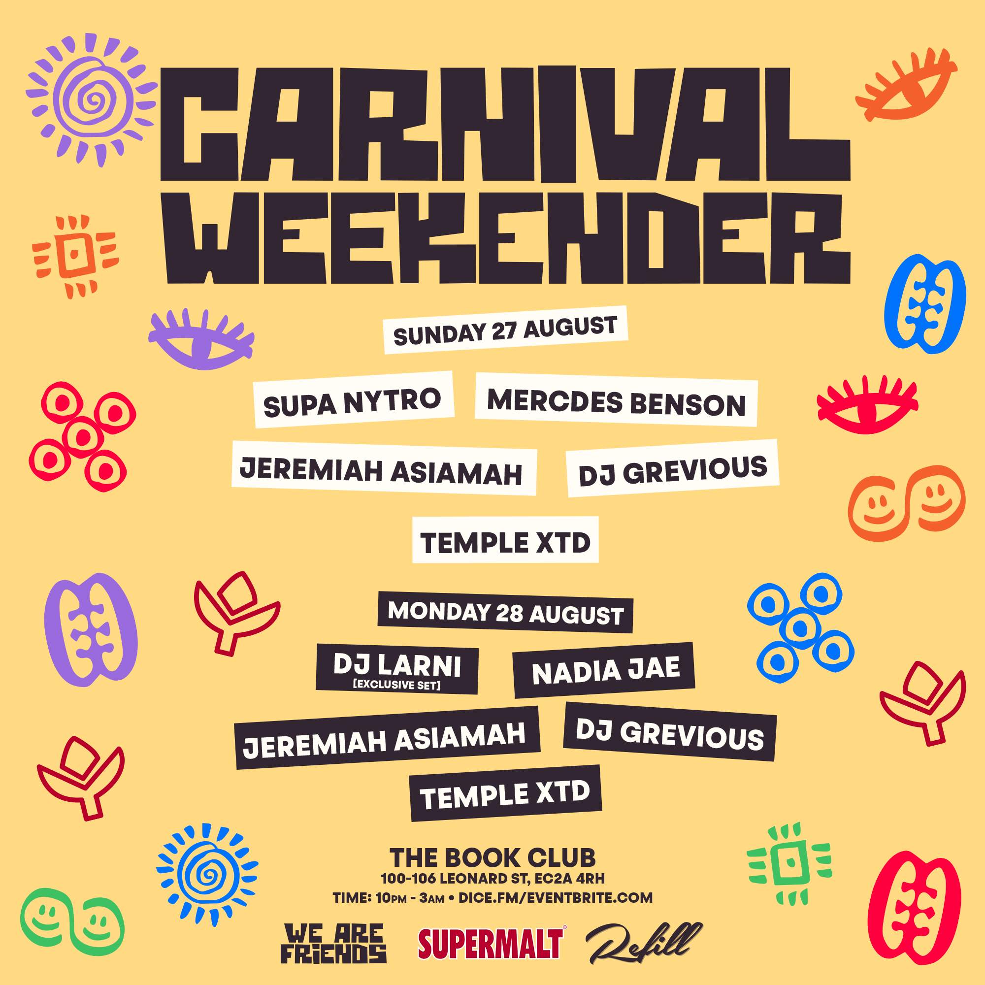 Carnival Weekender - We Are Friends x REFILL x Supermalt - Página trasera