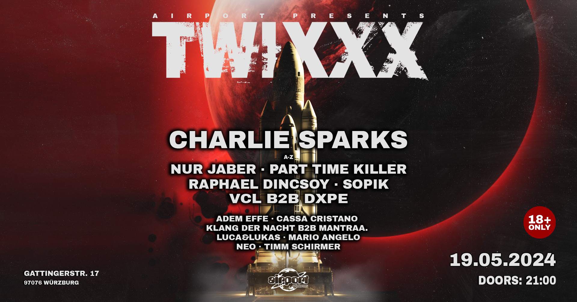 Airport pres TWIXXX w/ Charlie Sparks - フライヤー表