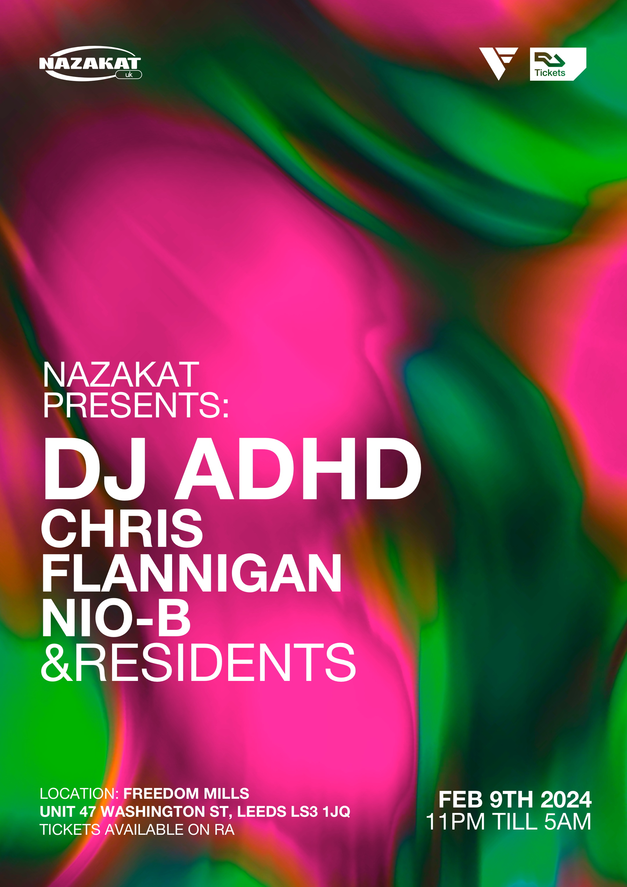 NAZAKAT PRESENTS: DJ ADHD, Chris Flannigan, Nio-B - フライヤー表