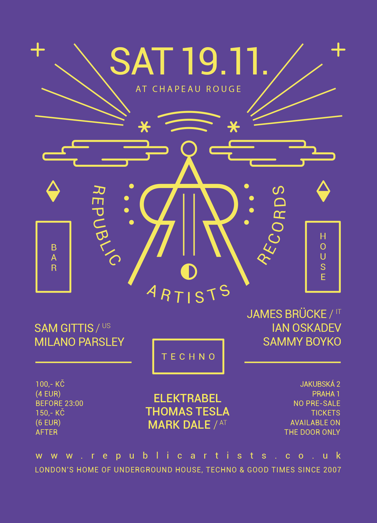 RA: Elektrabel, James Brücke (it), Thomas Tesla, Sam Gittis (us)  over 3 floors - Página trasera
