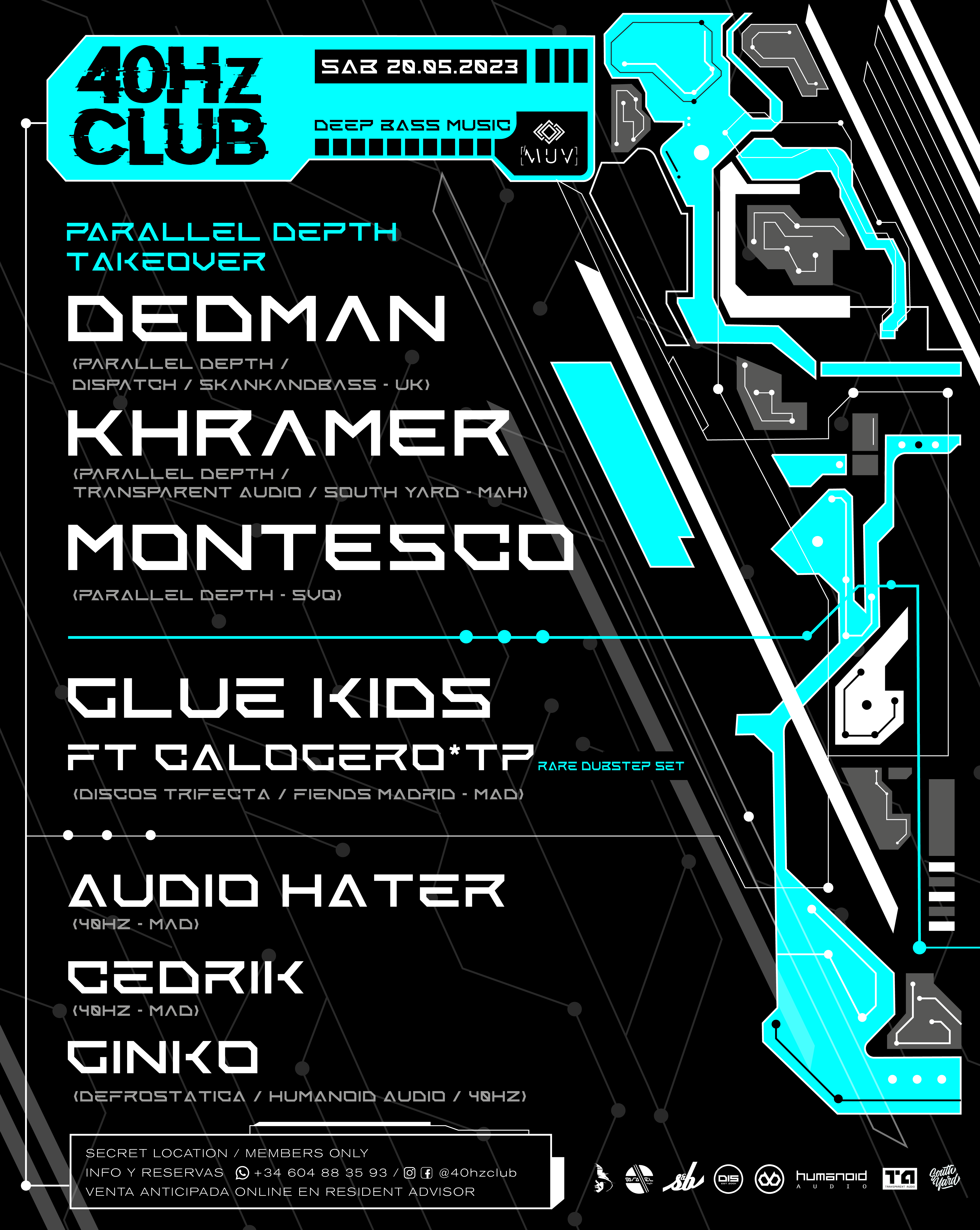 40Hz Club pres: Parallel Depth Takeover (Dedman + Khramer + Montesco) + Glue Kids - Página frontal