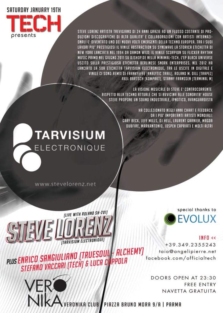 Tech presents: Steve Lorenz - Página trasera