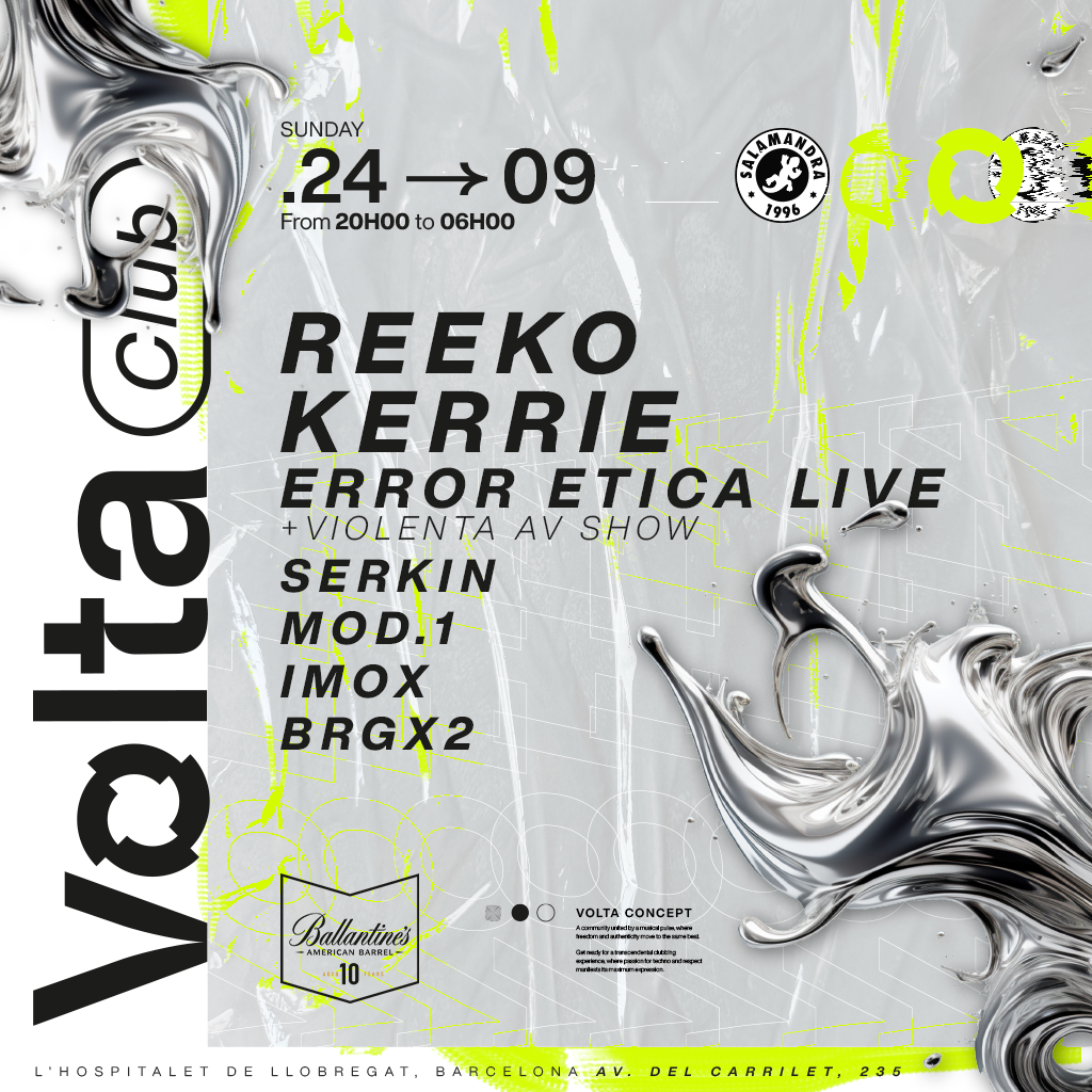 Volta Club with Reeko, Kerrie, Error Etica Live and many more - フライヤー裏