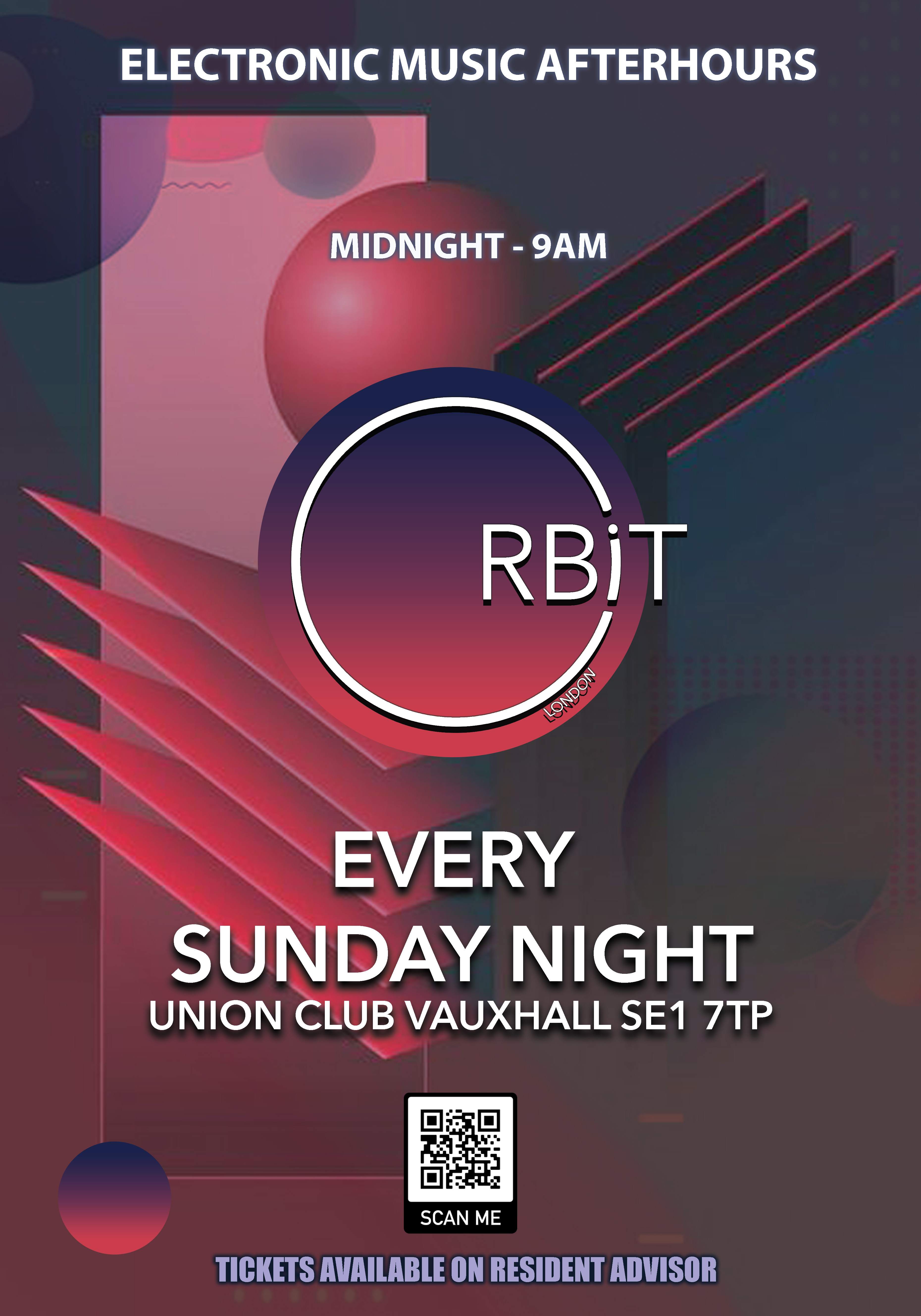 Orbit Sunday night / Monday morning Afterhours - フライヤー裏