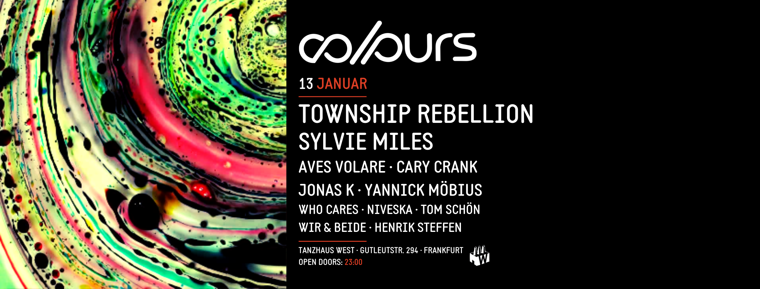 COLOURS with Township Rebellion, Sylvie Miles, Aves Volare and many more - フライヤー表