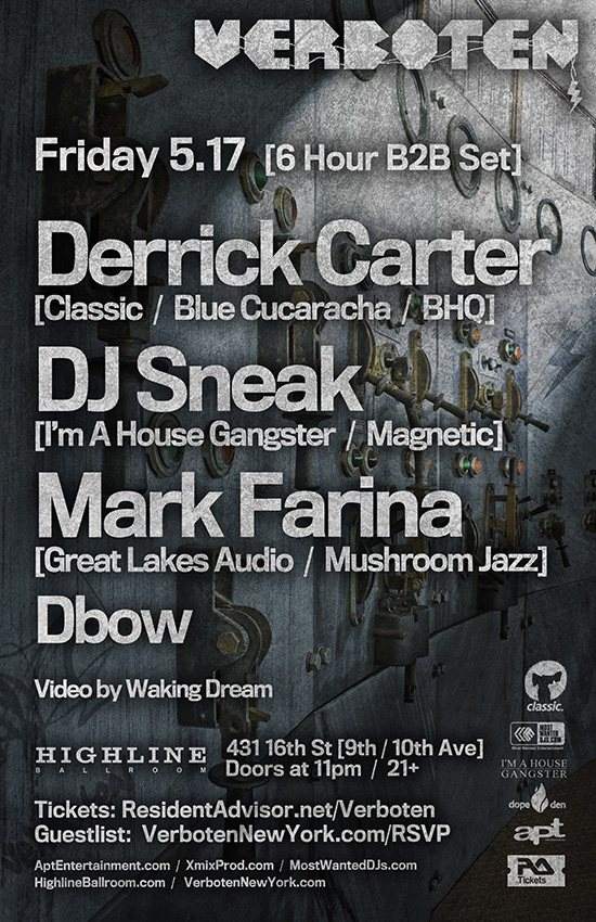 Verboten presents Derrick Carter / DJ Sneak / Mark Farina - Página trasera