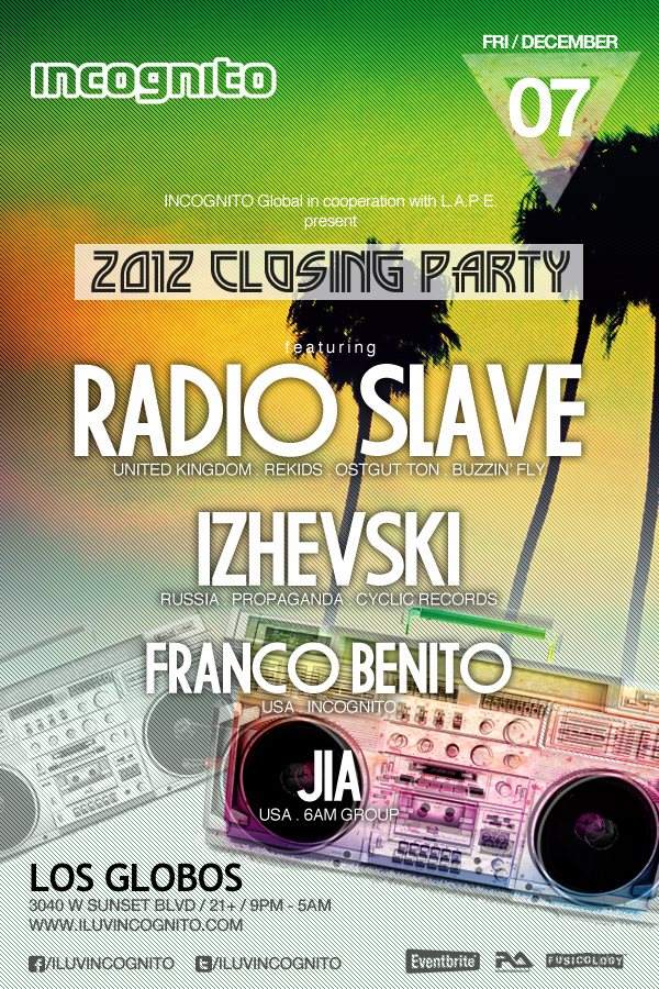 Incognito Closing Party Feat. Radio Slave and Izhevski - Página frontal