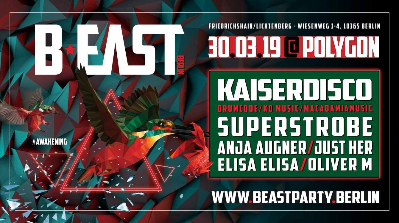 B:East Party Berlin with Kaiserdisco, Just her, Anja Augner, Superstrobe - フライヤー表