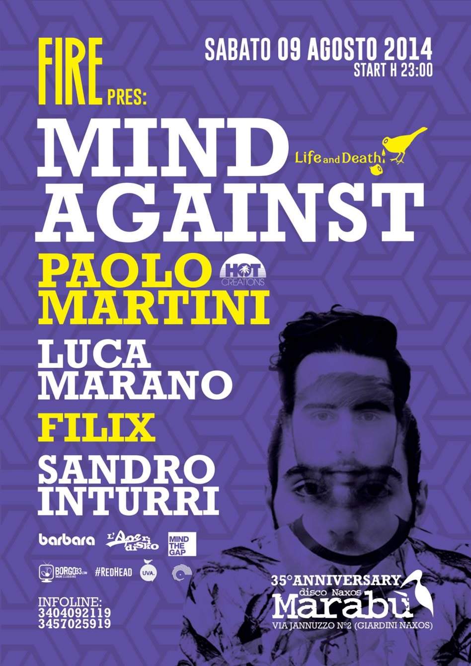 Fire Pres: 35 Years of Marabù with Mind Against + Paolo Martini - フライヤー表
