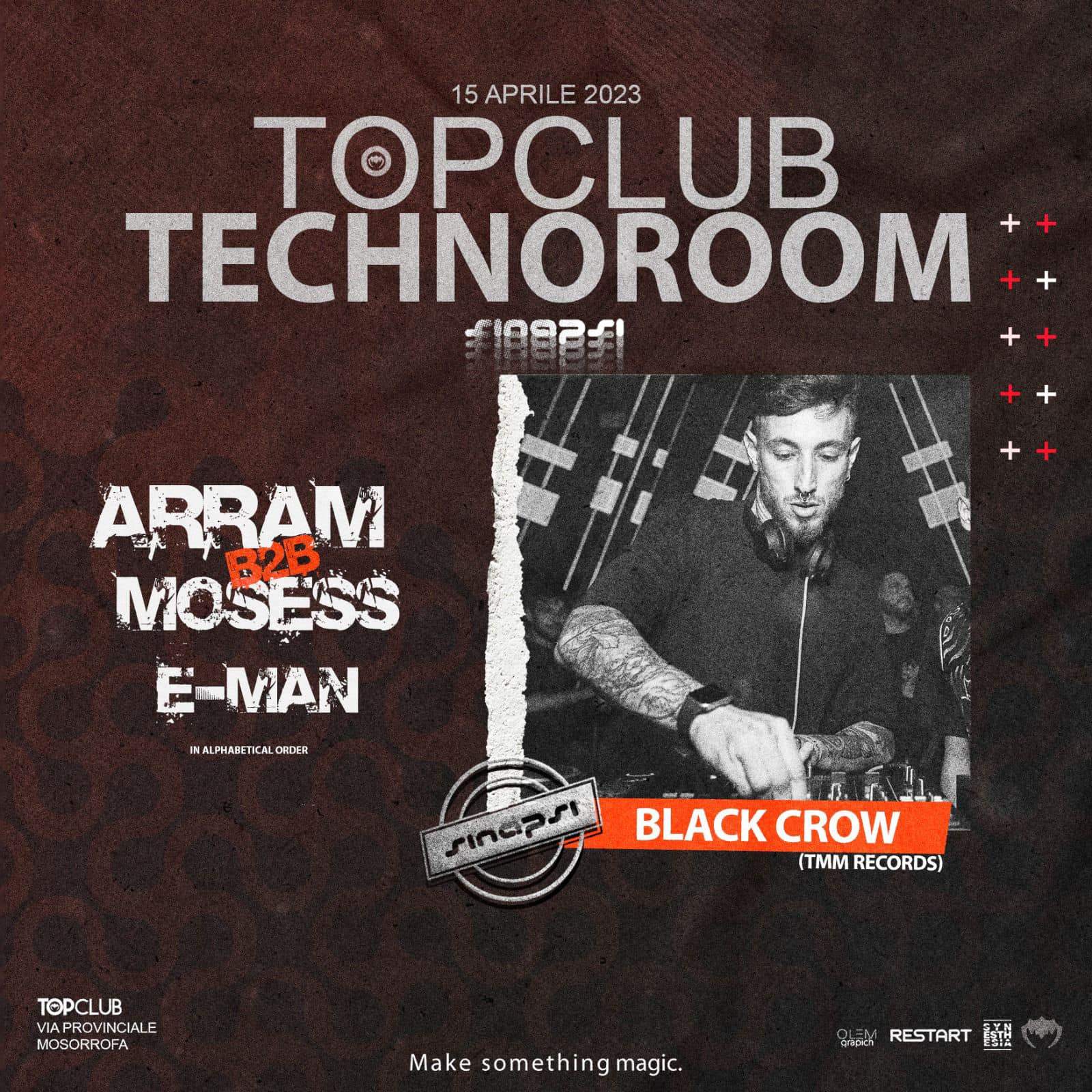 Sinapsi X Topclub - Techno Room with BLACK CROW - フライヤー表