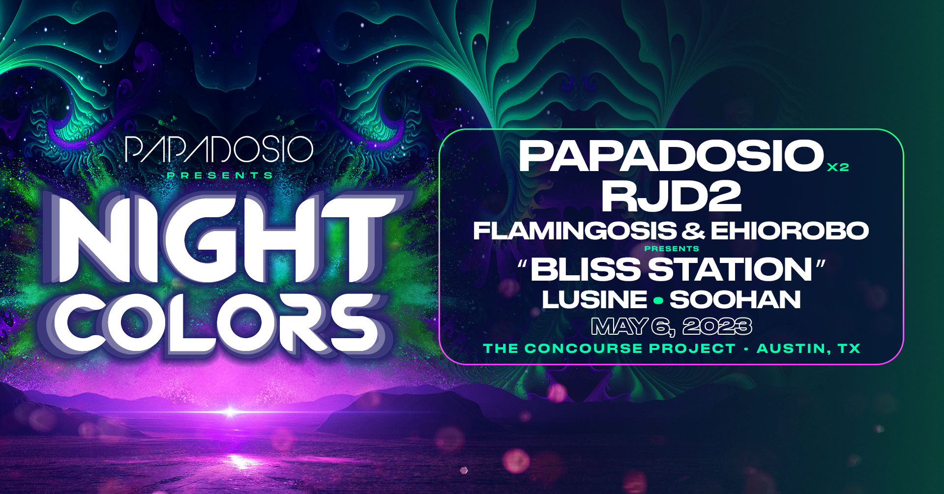Night Colors: Papadosio, RJD2, Flamingosis + More - Austin - フライヤー表