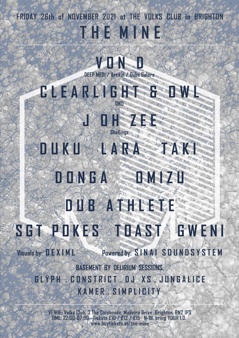 THE MINE with Von D, Clearlight & Owl, Glÿph, J Oh Zee, SGT Pokes Powered by Sinai Soundsystem - フライヤー裏