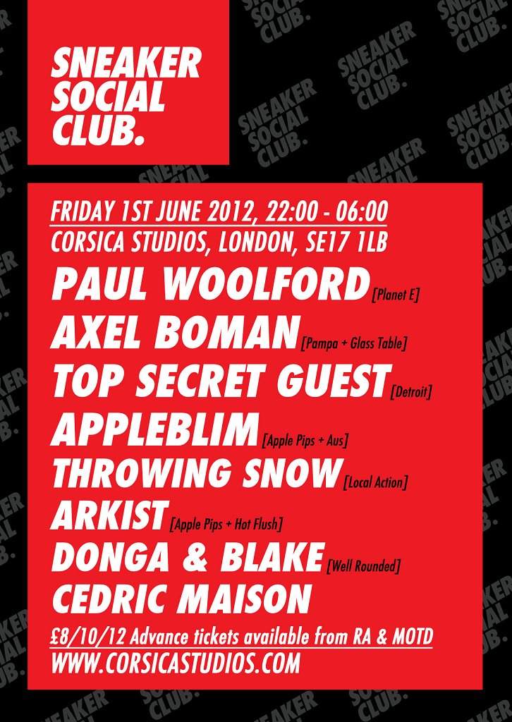 Sneaker Social Club with Paul Woolford, Axel Boman, Appleblim & More - フライヤー裏