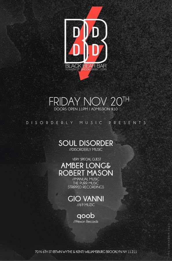 [CANCELLED] Soul Disorder with Very Special Guest Amber Long & Robert Mason - フライヤー表