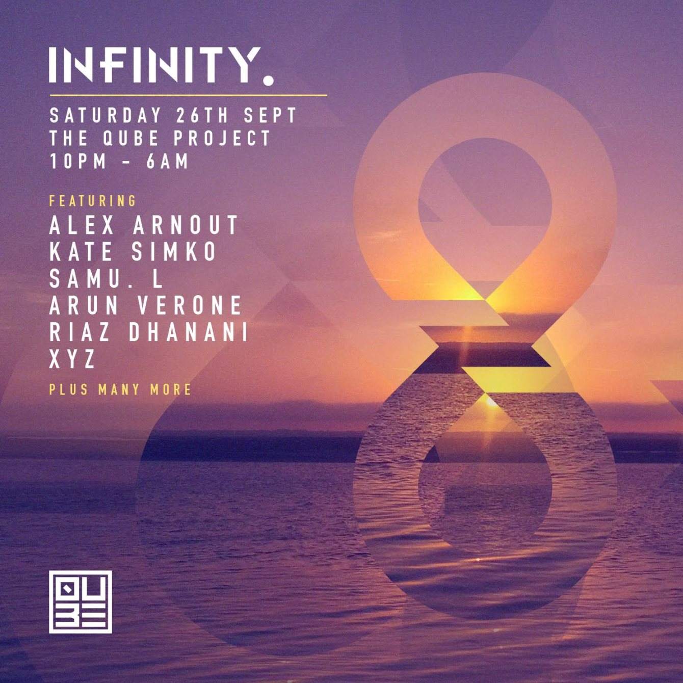 Infinity: Alex Arnout + Kate Simko + Samu.l + Arun Verone + Riaz Dhanani - Summer Closing - フライヤー表