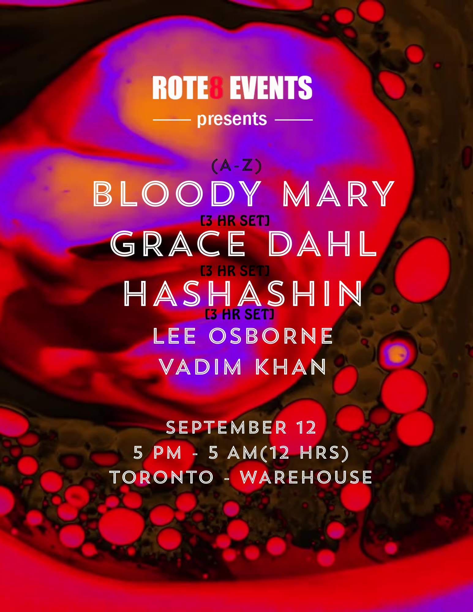ROTE8 WAREHOUSE RAVE: Grace Dahl / Hashashin / Lee Osborne at Motorista ...