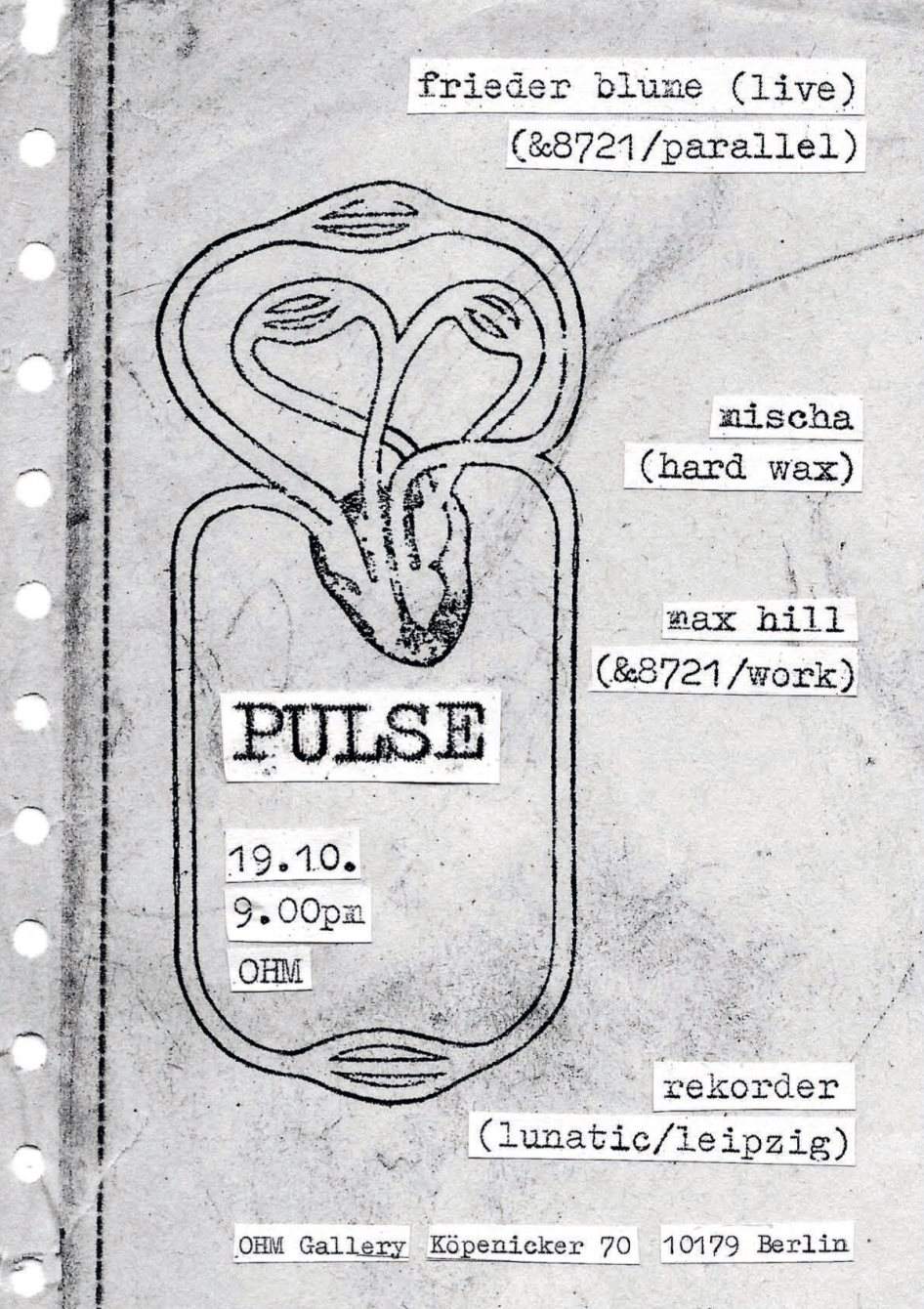 Pulse with Mischa, Frieder Blume (Live), Rekorder & Max Hill - フライヤー裏