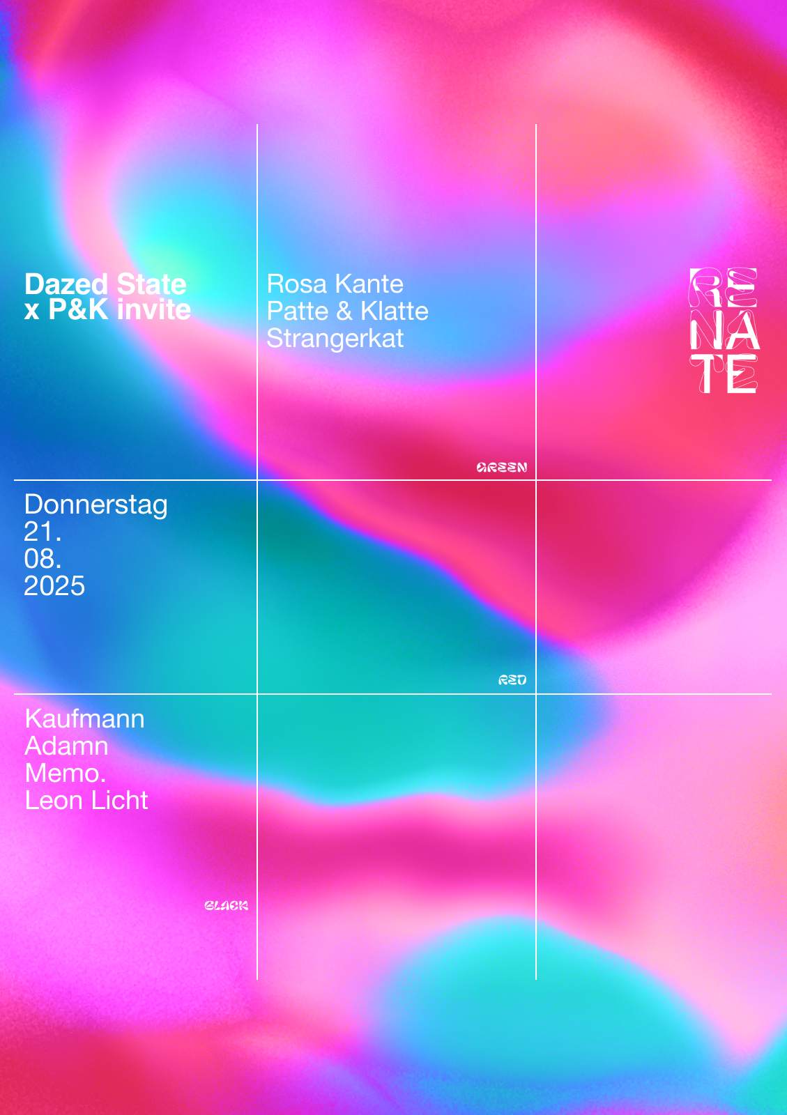 Dazed State x P&K invite at Renate, Berlin